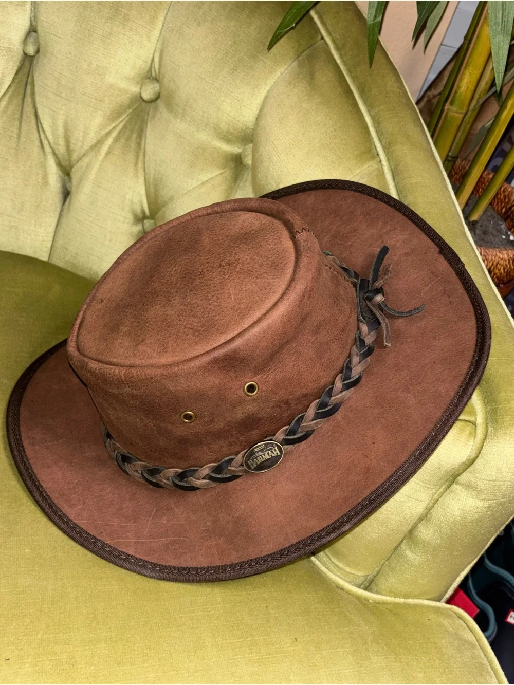 Barmah Squashy Bronco Hat Cattle Leather Made In USA Brown - Large 57